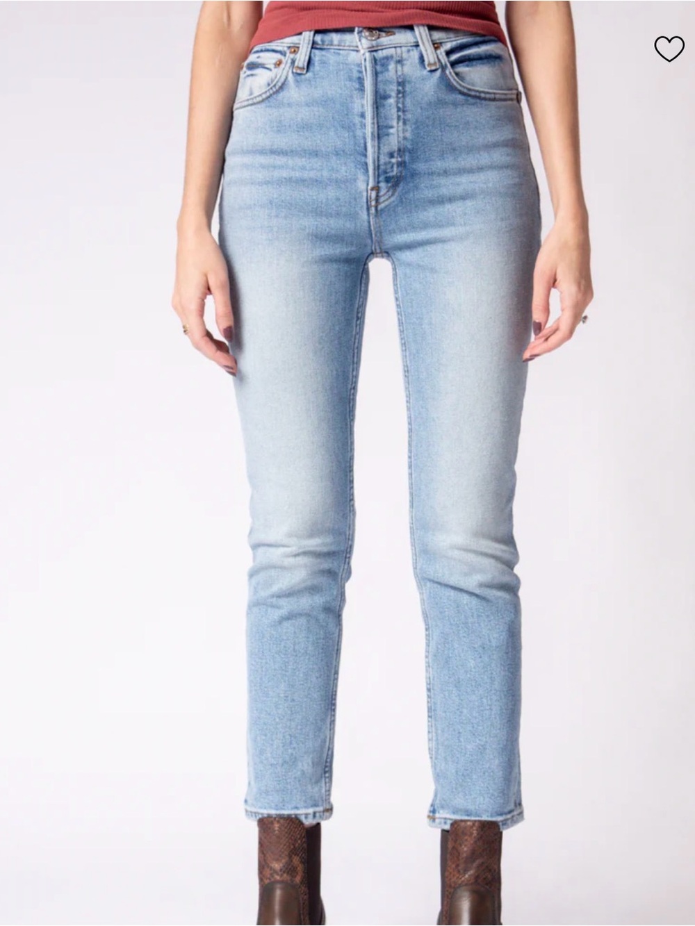 Re/Done Light Blue High-Rise Slim Straight Jeans